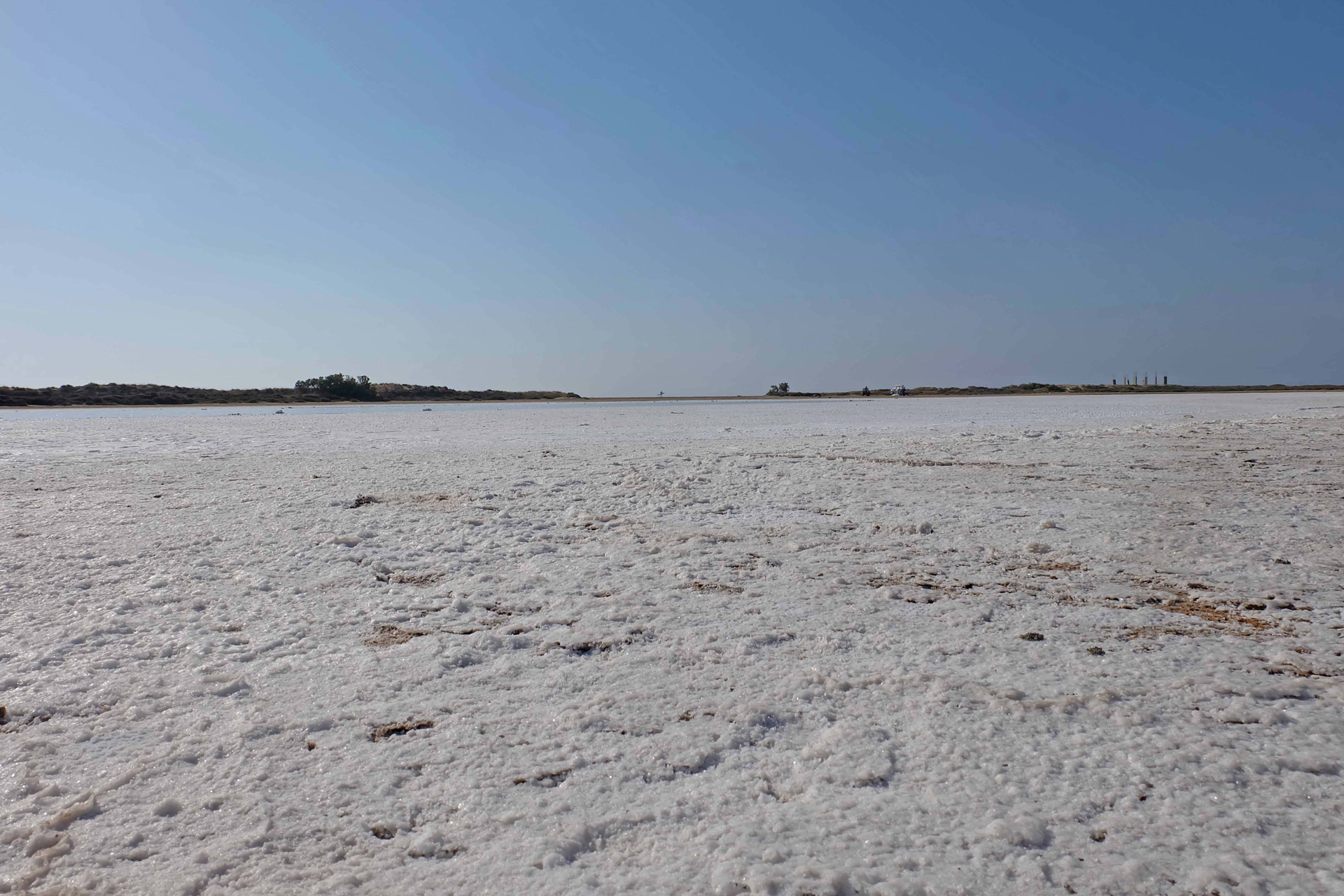 Weisse Salzkruste am Rande des Salzsees