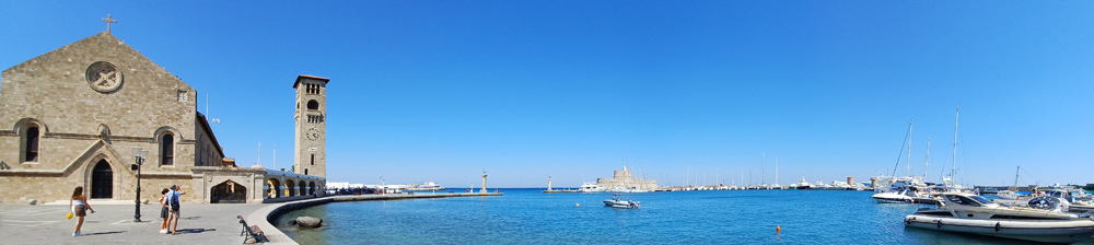 Rhodos Mandraki Hafen Panorama